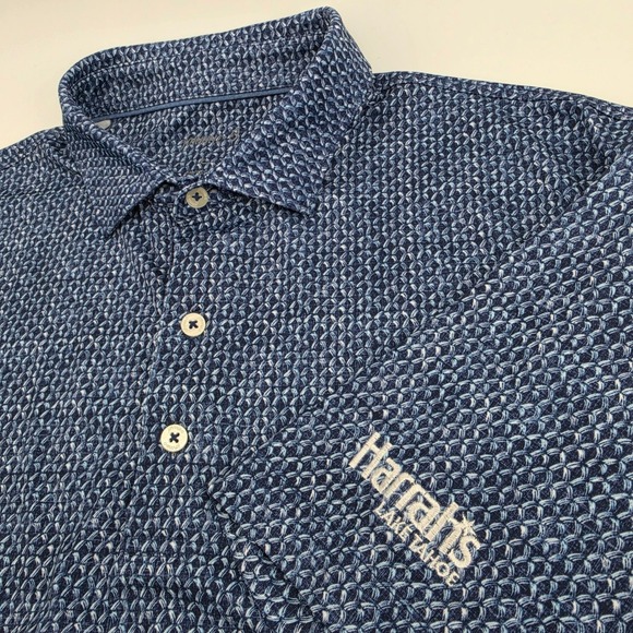 johnnie-O Other - Johnnie-O Mens size Large Blue Geometric AOP Print Golf Performance Polo Shirt
